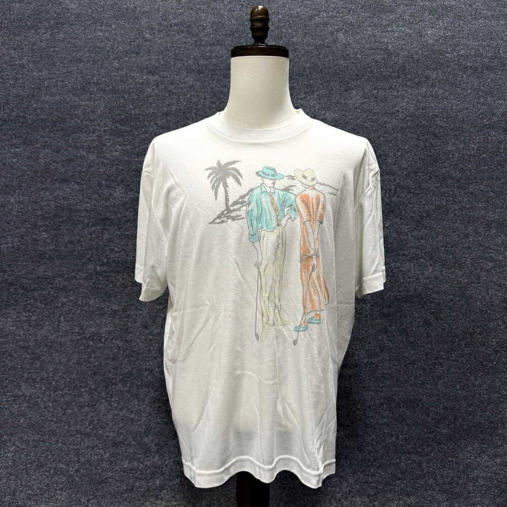 Vintage 90s H2O Baker Sport Golf T Shirt Mens XL White Golfer Graphic USA Made